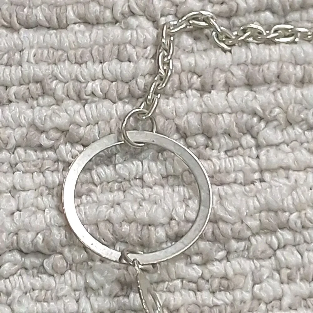 Silver Tone Hammered Open Circle Ring Link Chain Statement Collar Necklace Women